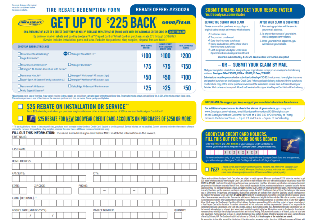 Activate Goodyear Rebate Card