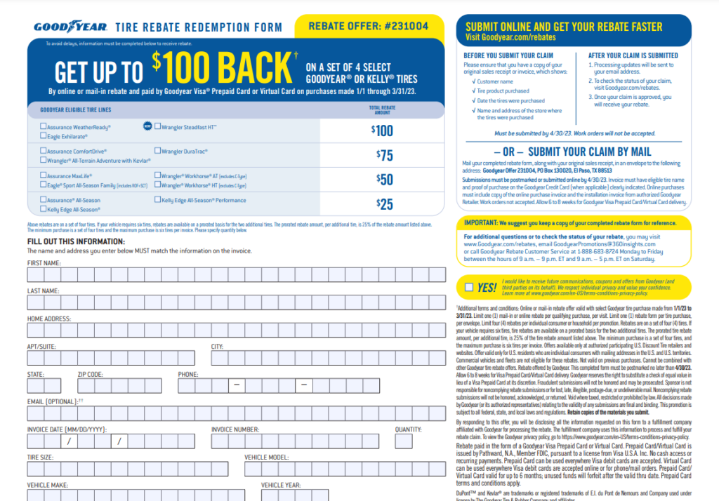 Discount Tire Goodyear Rebate