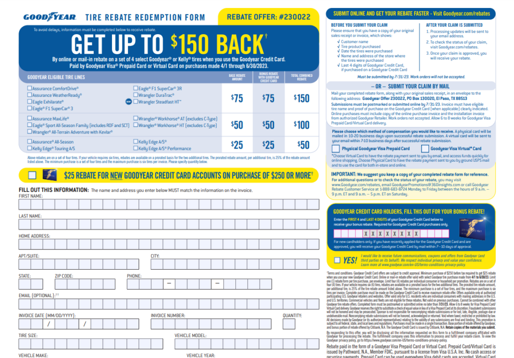 Goodyear Mail In Rebate 2023