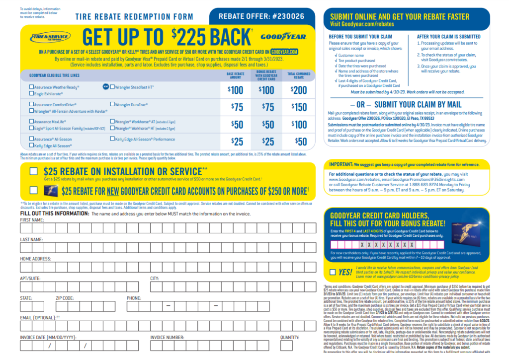 Goodyear Online Rebate