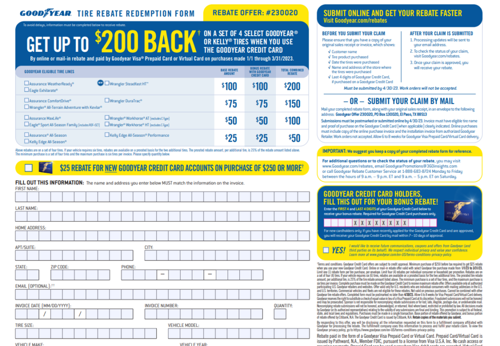 Goodyear Rebate Card Balance