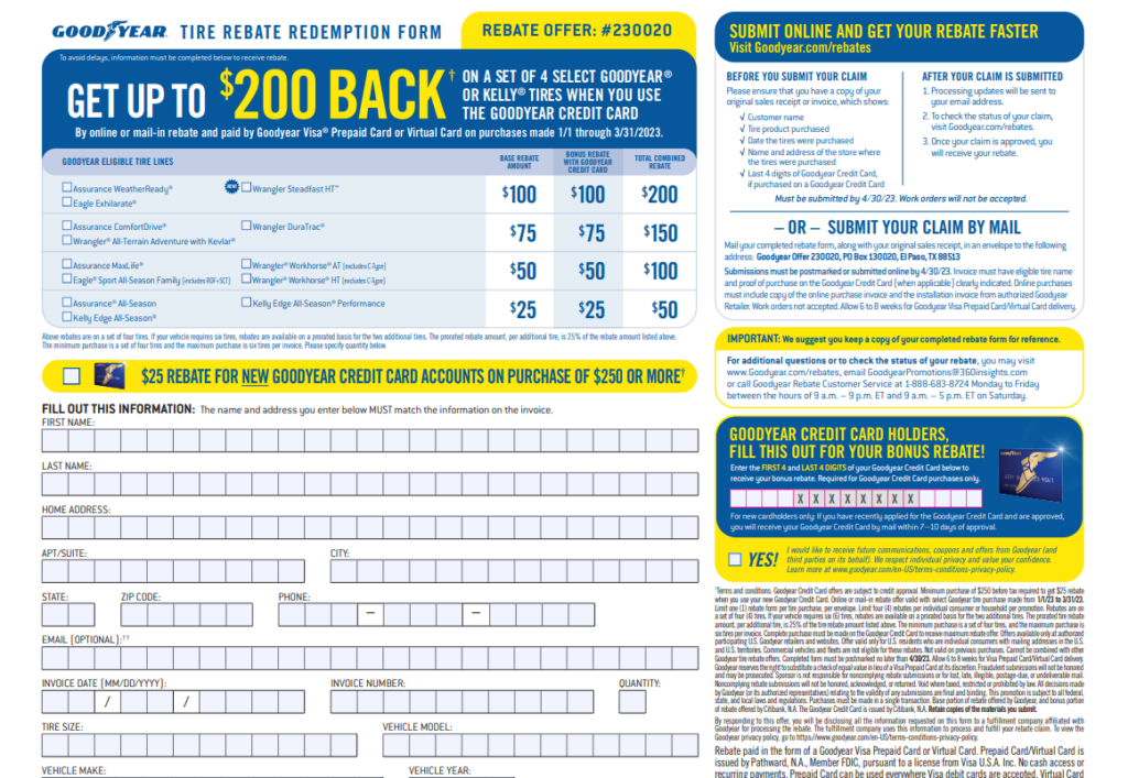 Goodyear Rebate Customer Service