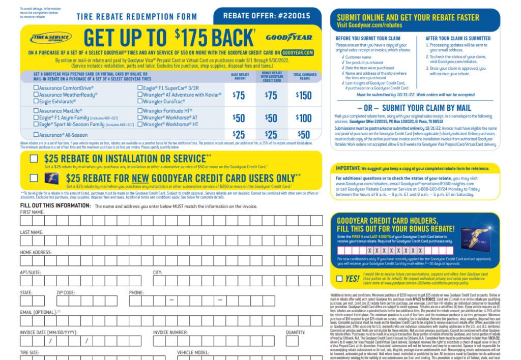 Goodyear Rebate Tires