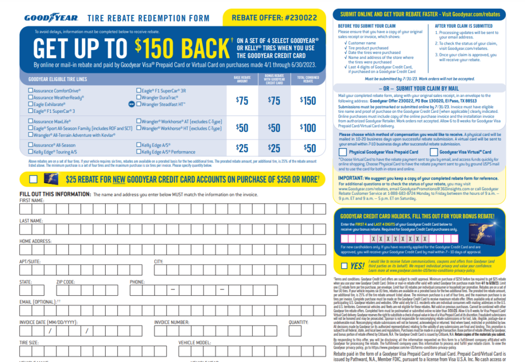 Goodyear Rebates July 2023