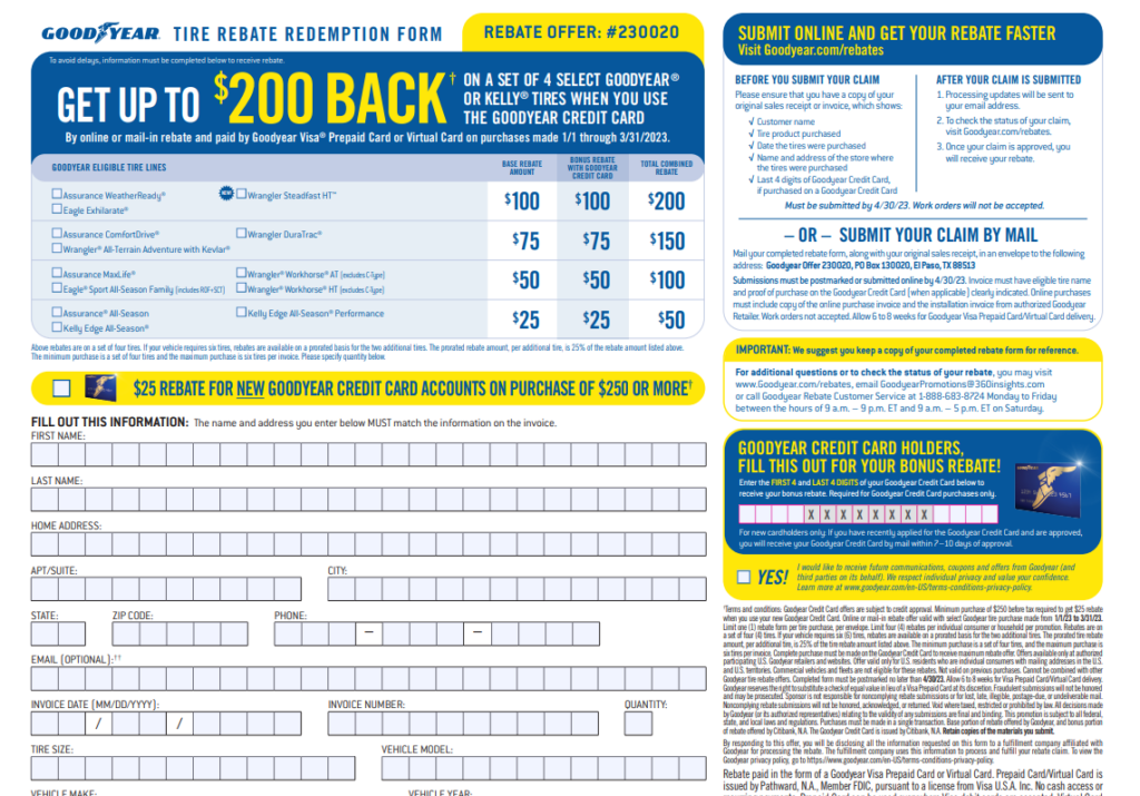 Goodyear Reliant Rebate