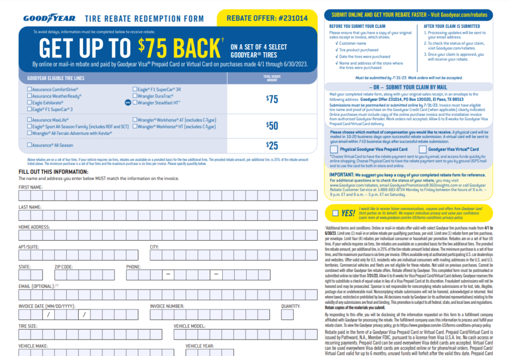 Goodyear Rebate Balance