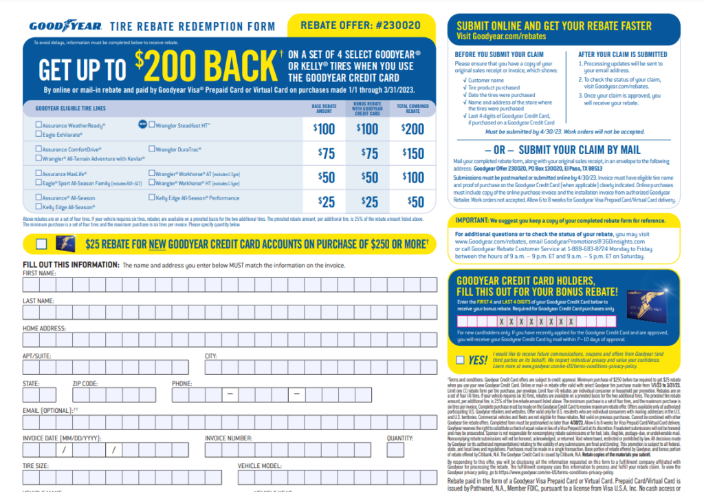 Goodyear Rebate Check