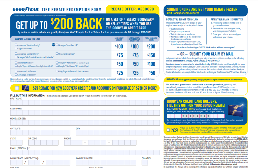 Goodyear Rebate Contact Number