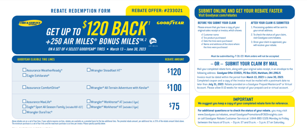 Goodyear Rebate Phone Number