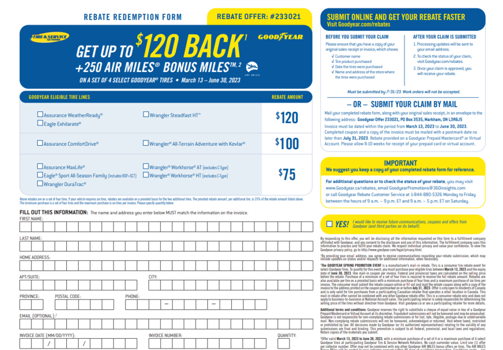 Goodyear Rebate Tracker