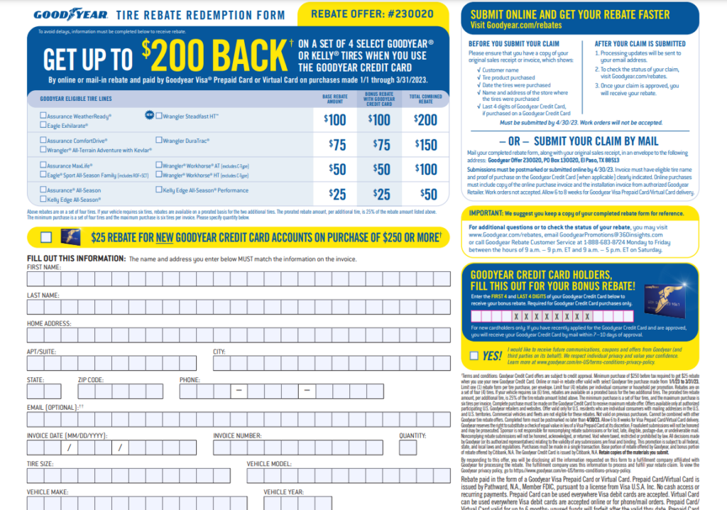 Goodyear Tire Rebate Status