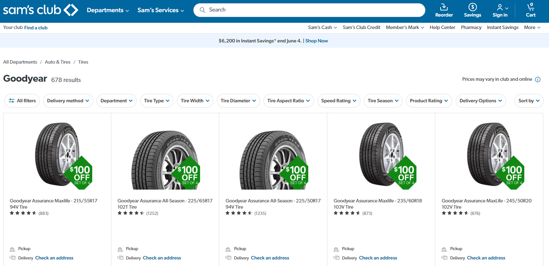 Sam's Club Goodyear Tire Rebate