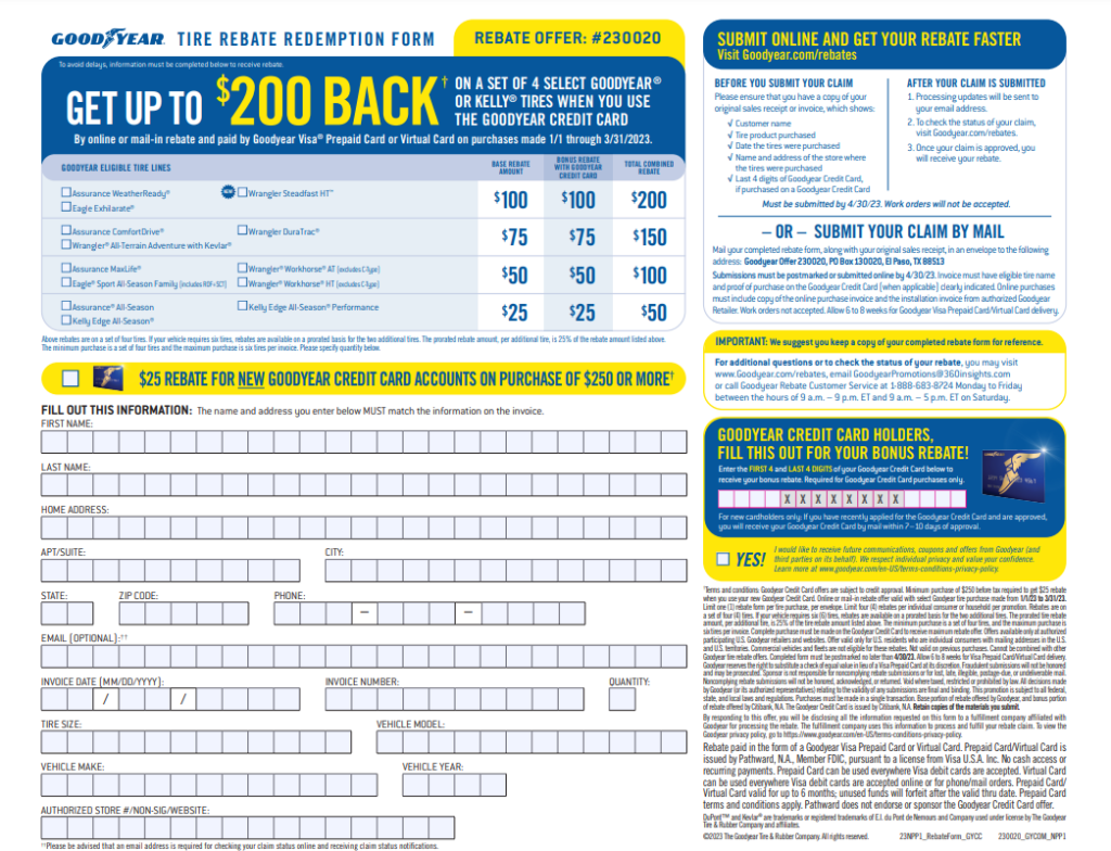 2023 Goodyear Tire Rebate