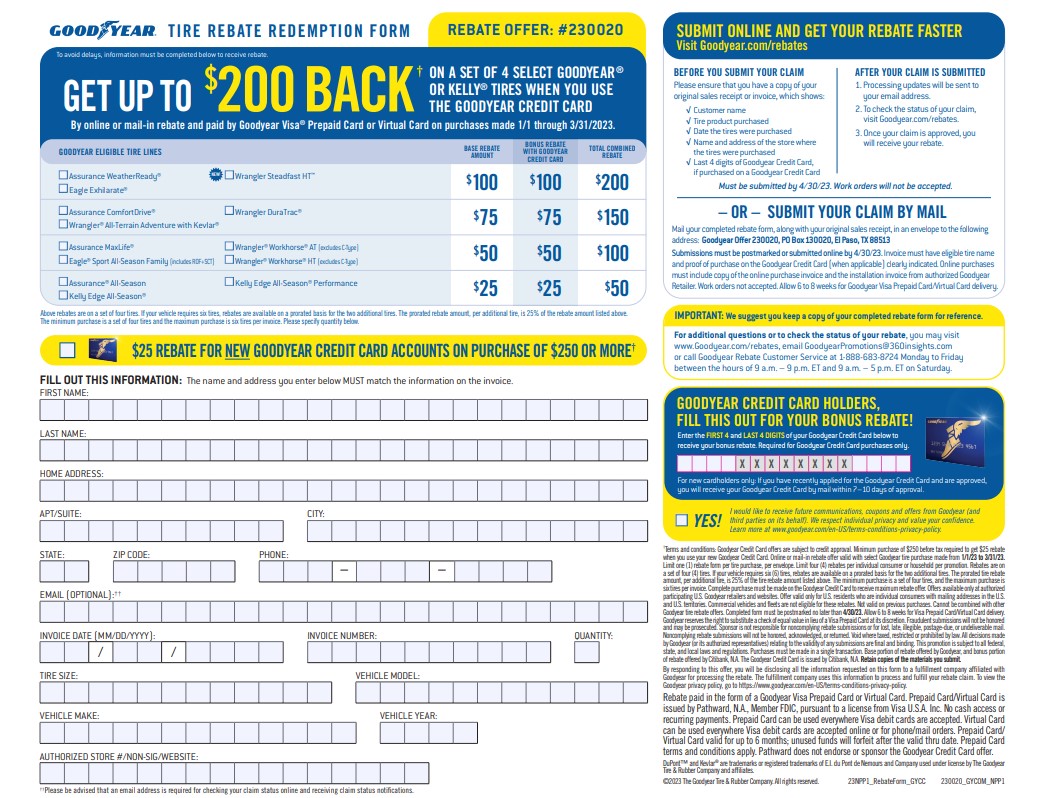 Goodyear Rebate Form Guide October 2023 Steps To Apply And Track