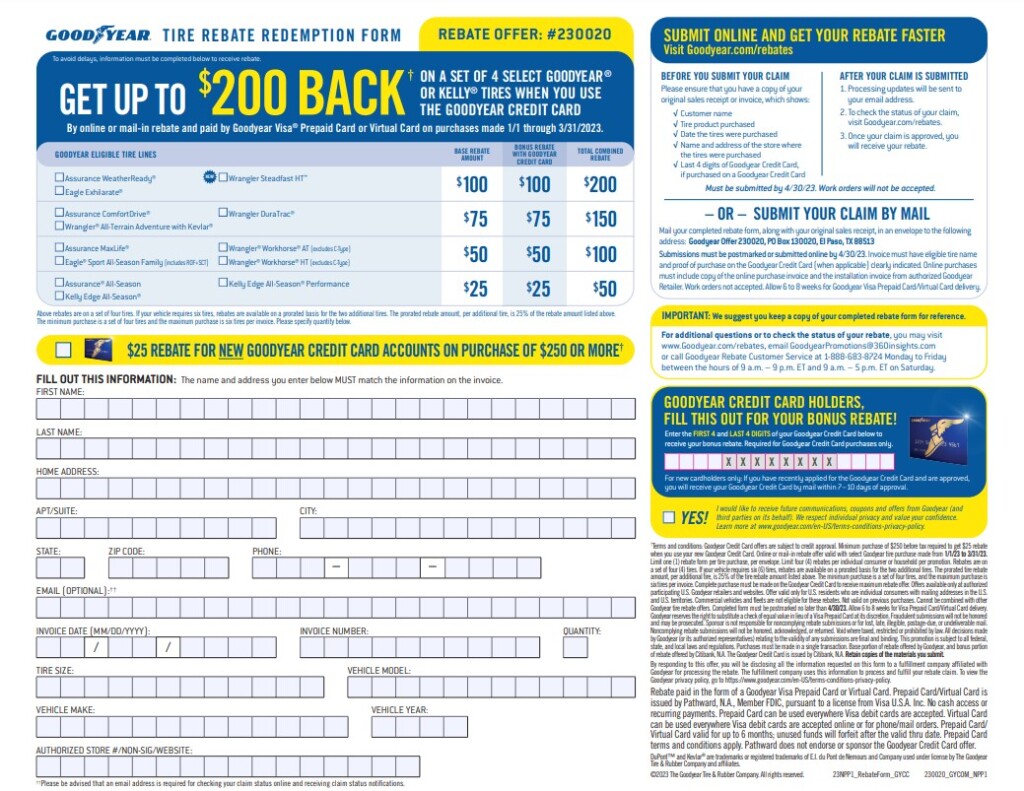 Goodyear Rebate Offer 230020