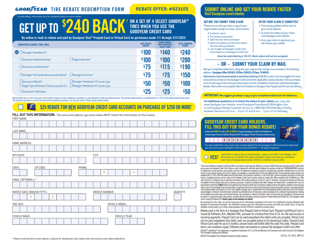 Tire Rack Goodyear Rebate