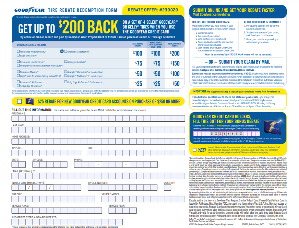 Wirecard Goodyear Rebate Balance