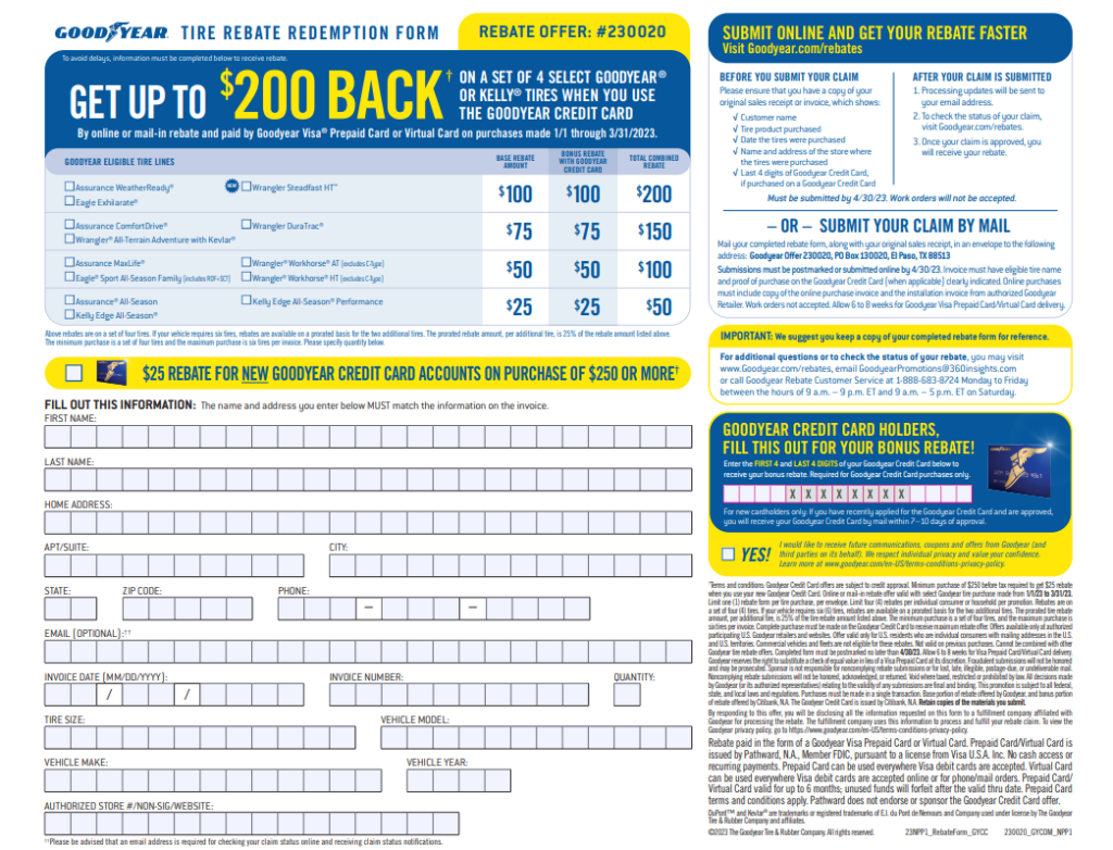 Are Goodyear Eagle Rs-a Tire On Rebate Offers