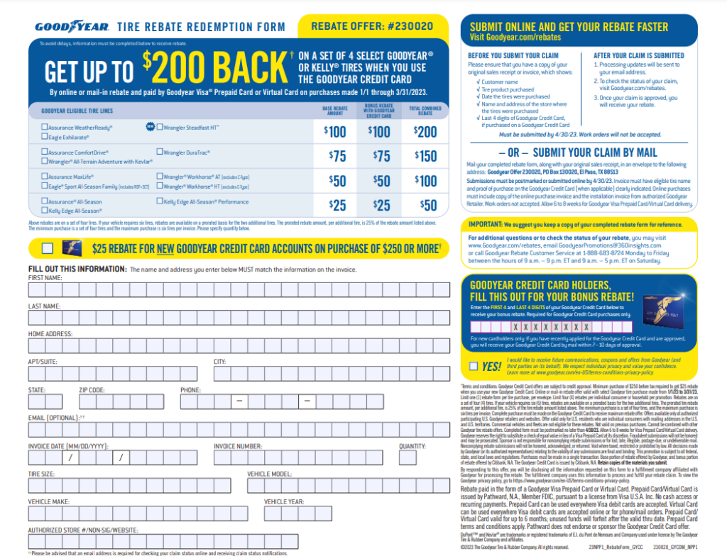 Check My Rebate Status Goodyear