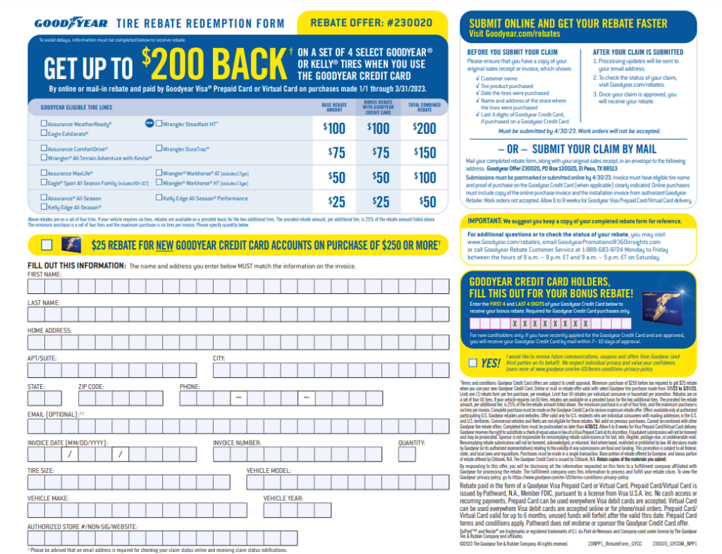 Check Status Goodyear Rebate