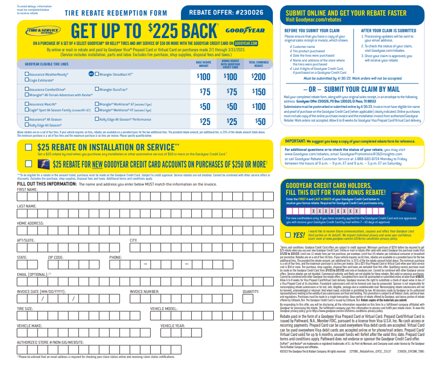Ford Dealership Goodyear Tire Rebate