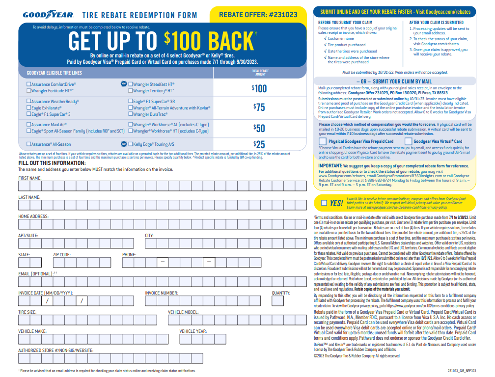GM Goodyear Tire Rebate
