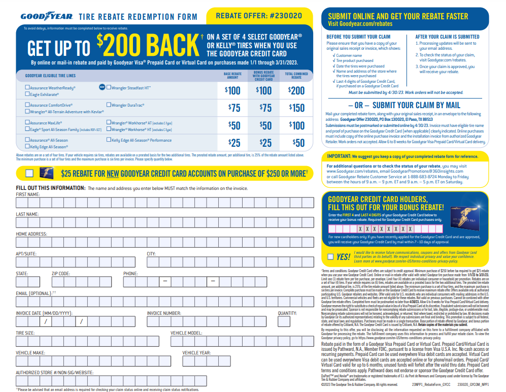 Goodyear 200 Rebate November 30 2023