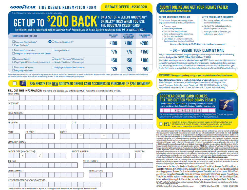 Goodyear 2023 Rebate