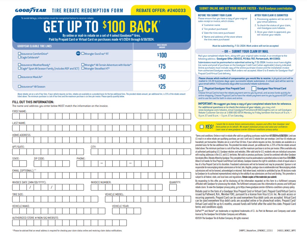 Big O Tires Goodyear Rebate