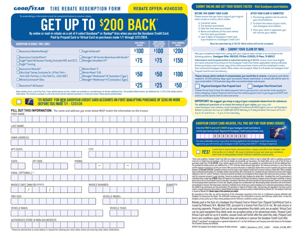 Check Status On Goodyear Tire Rebate