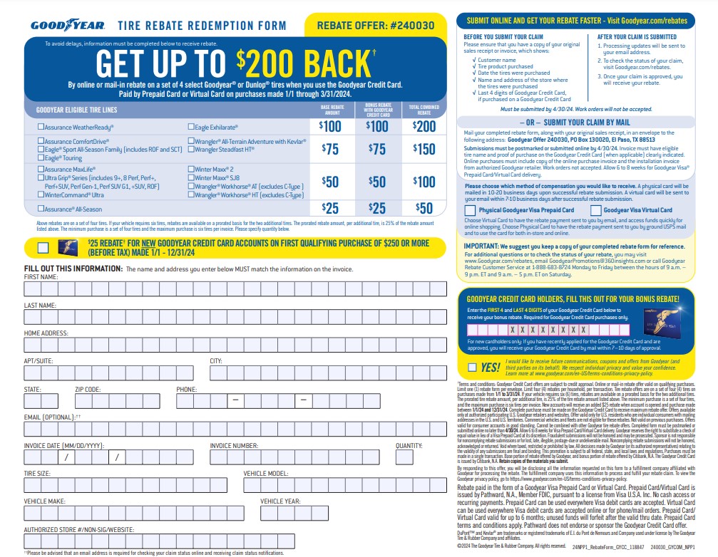 Check Your Goodyear Tire Rebate Status