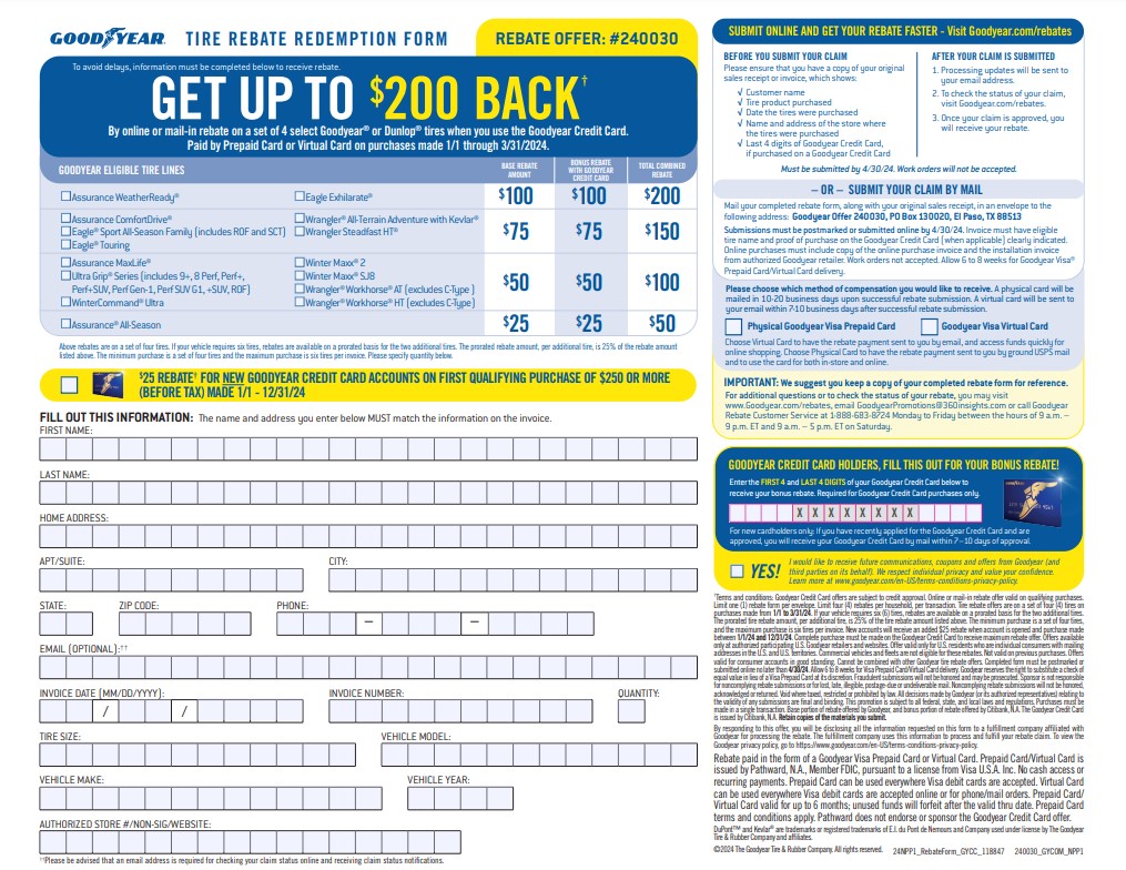 Goodyear Assurance Weatherready Tire Choice 300 Rebate