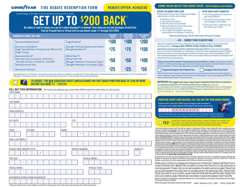 Goodyear Eagle LS2 Tire Rebate