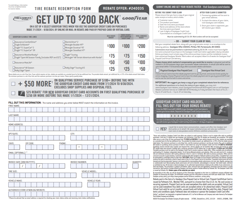 Is There A Goodyear Tire Rebate