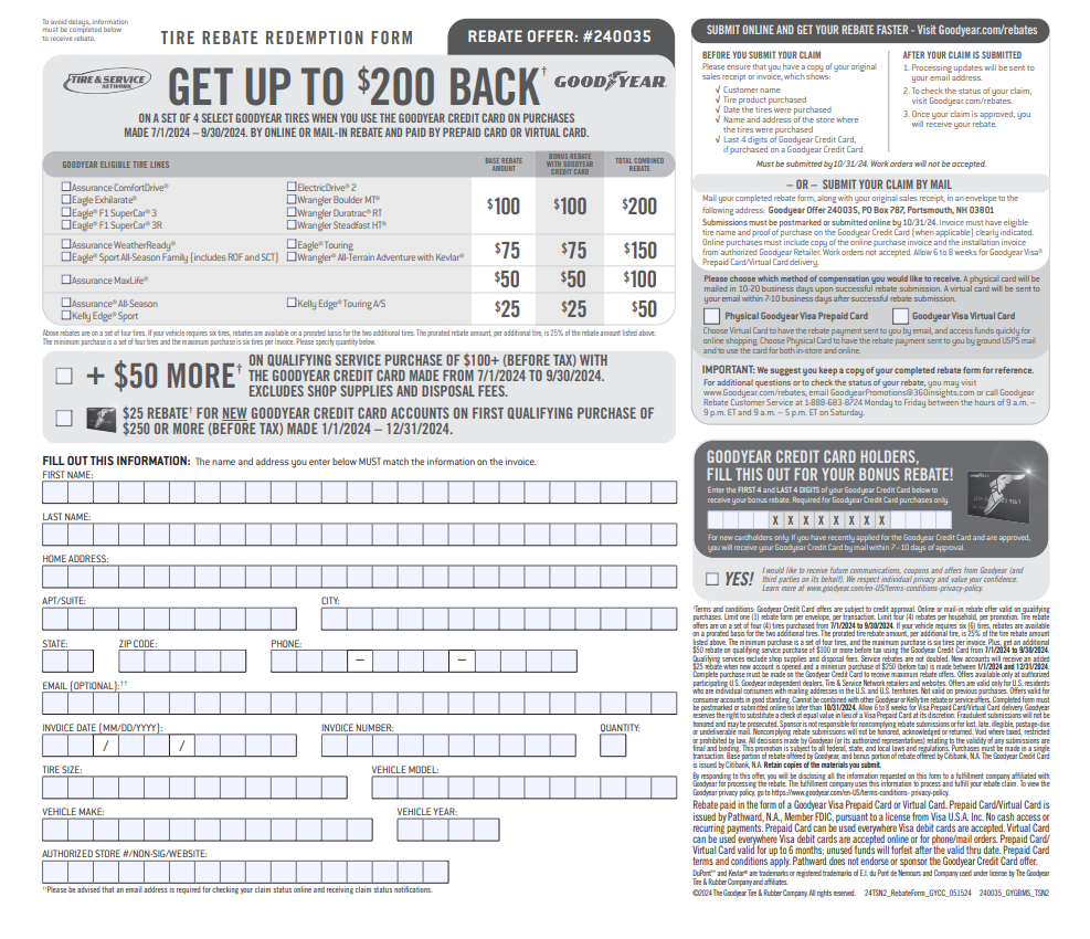 Raben Tire Coupons Goodyear Rebates